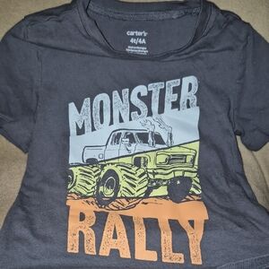 Carter's Charcoal Gray Monster Rally Graphic Tee with Orange/White/Yellow Print